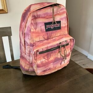 Jansport Classics Suede Leather Bottom Backpack light Orange w Caucus